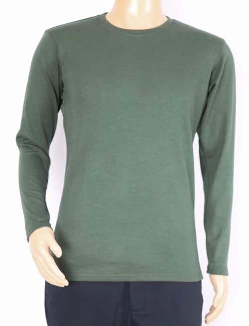 Playera Cuello Redondo-Manga Larga-Verde Olivo-Caballero