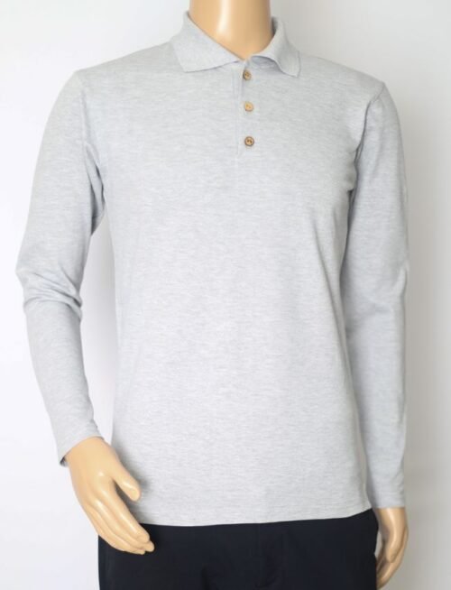 Playera Polo-Manga Larga-Gris Jaspe-Caballero