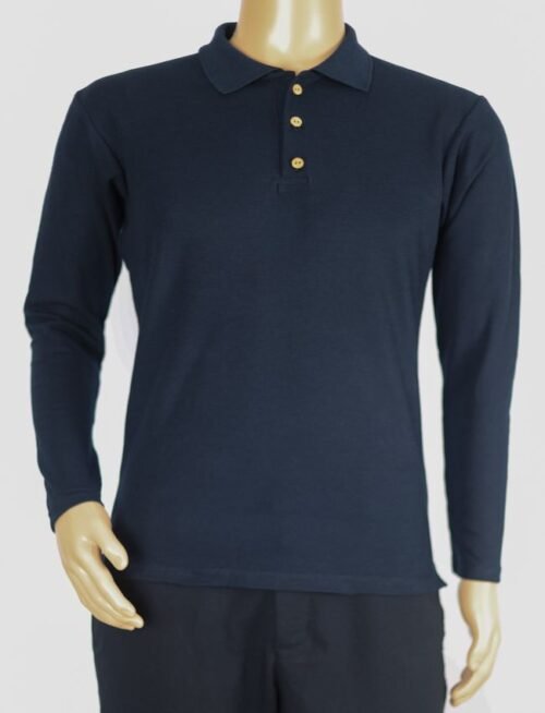 Playera Polo-Manga Larga-Azul Marino-Caballero